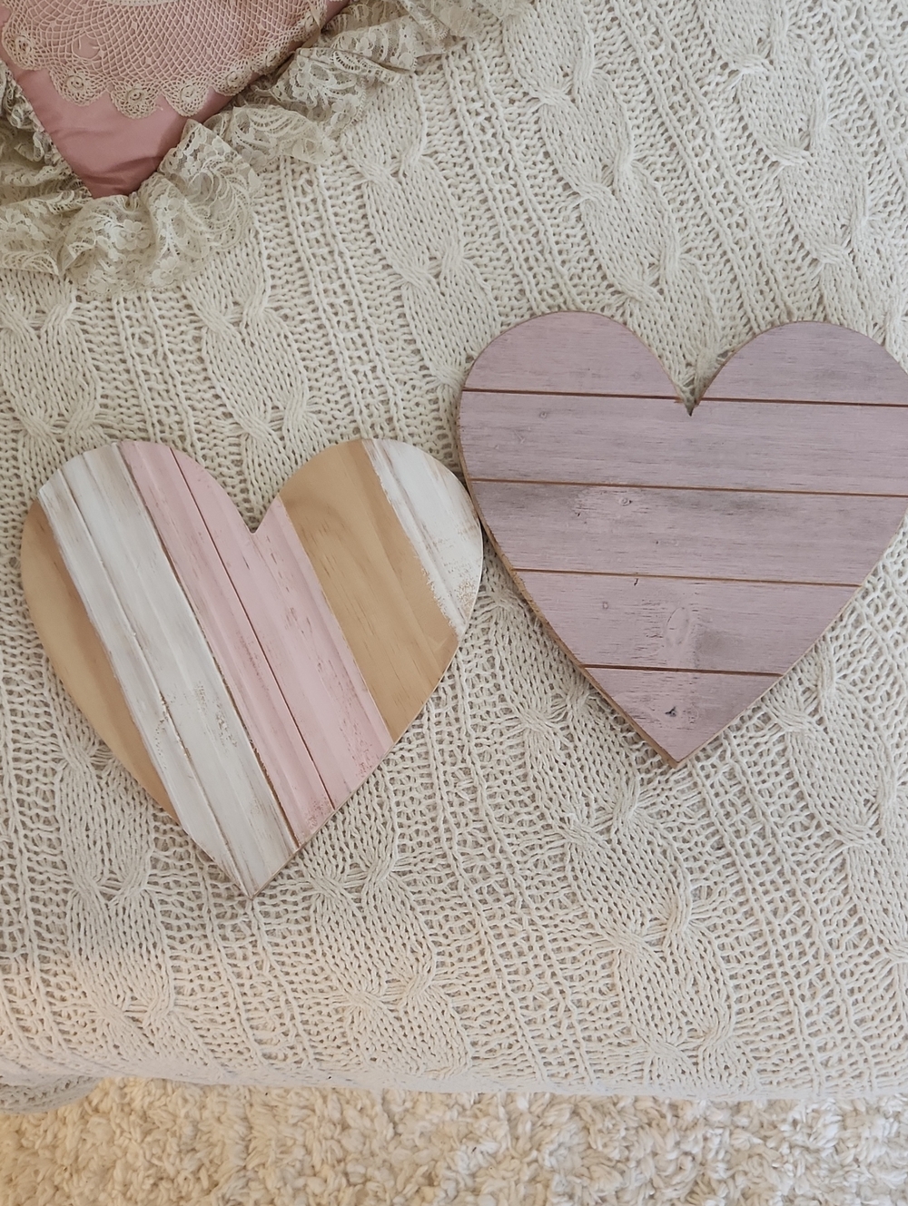 Set Of Wooded Hearts For Decor